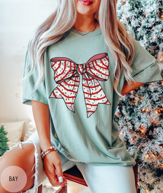 Christmas Tree Cake Bow T-shirt