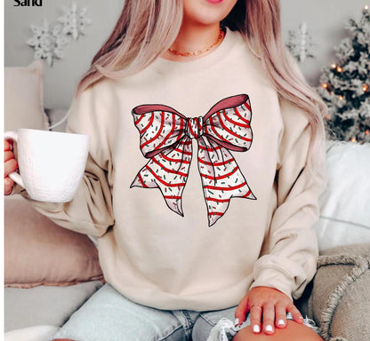 Christmas Tree Cake Bow Sweatshirt