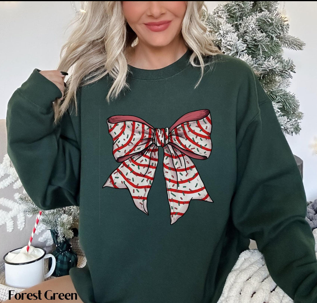 Christmas Tree Cake Bow Sweatshirt