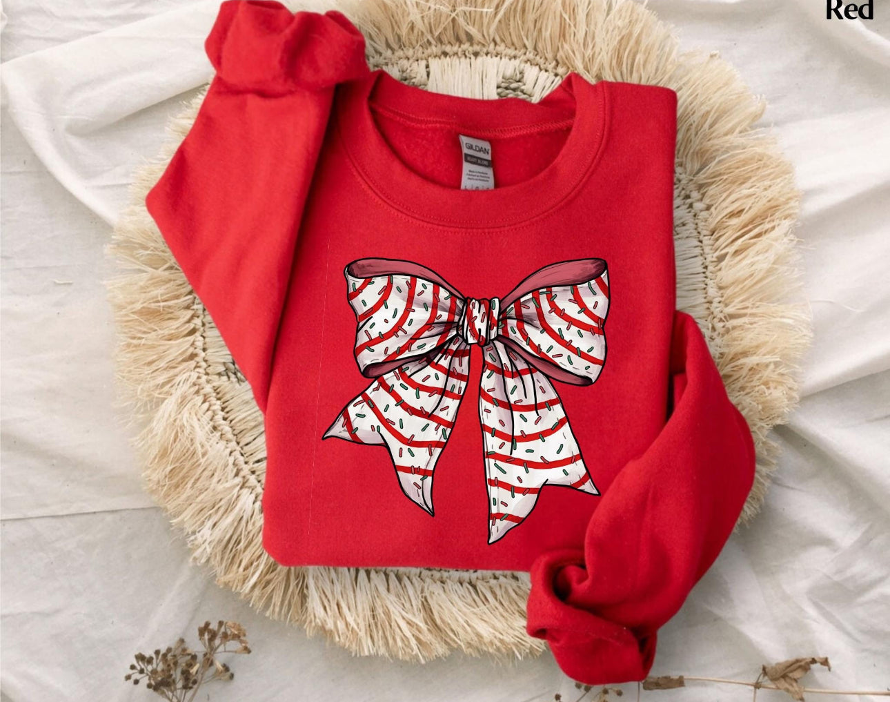 Christmas Tree Cake Bow Sweatshirt